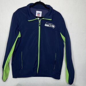NFL Seattle Seahawks Mens Knit Medium Full Zip Jacket Warm Blue/Green